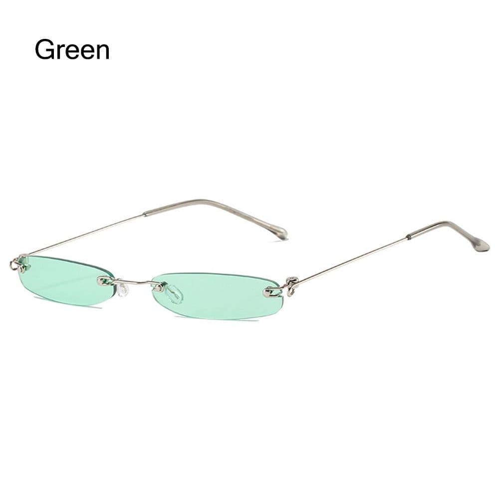 Fashion Rimless Rectangle Sunglasses UV400 Clear Lens Narrow Frameless Small Sun Glasses for Women Men