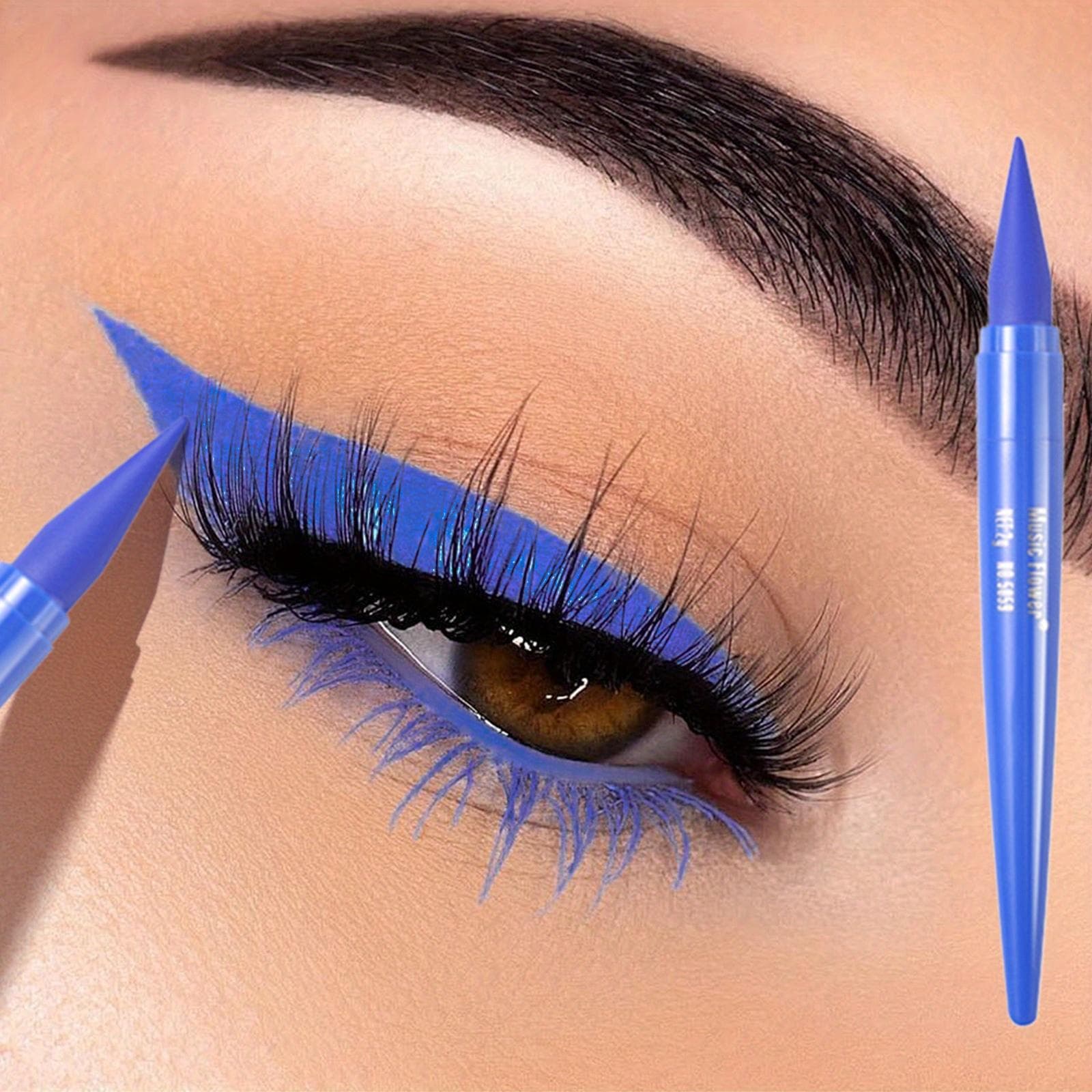 Long-Lasting Matte Eyeliner Gel - Smooth, Natural, Waterproof, and Smudge-Proof, Blue Eyeliner Contains Plant Squalane Formula 01# blue