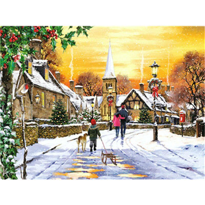 Painting Winter Snow House Painting Painting Colorings 20X30CM
