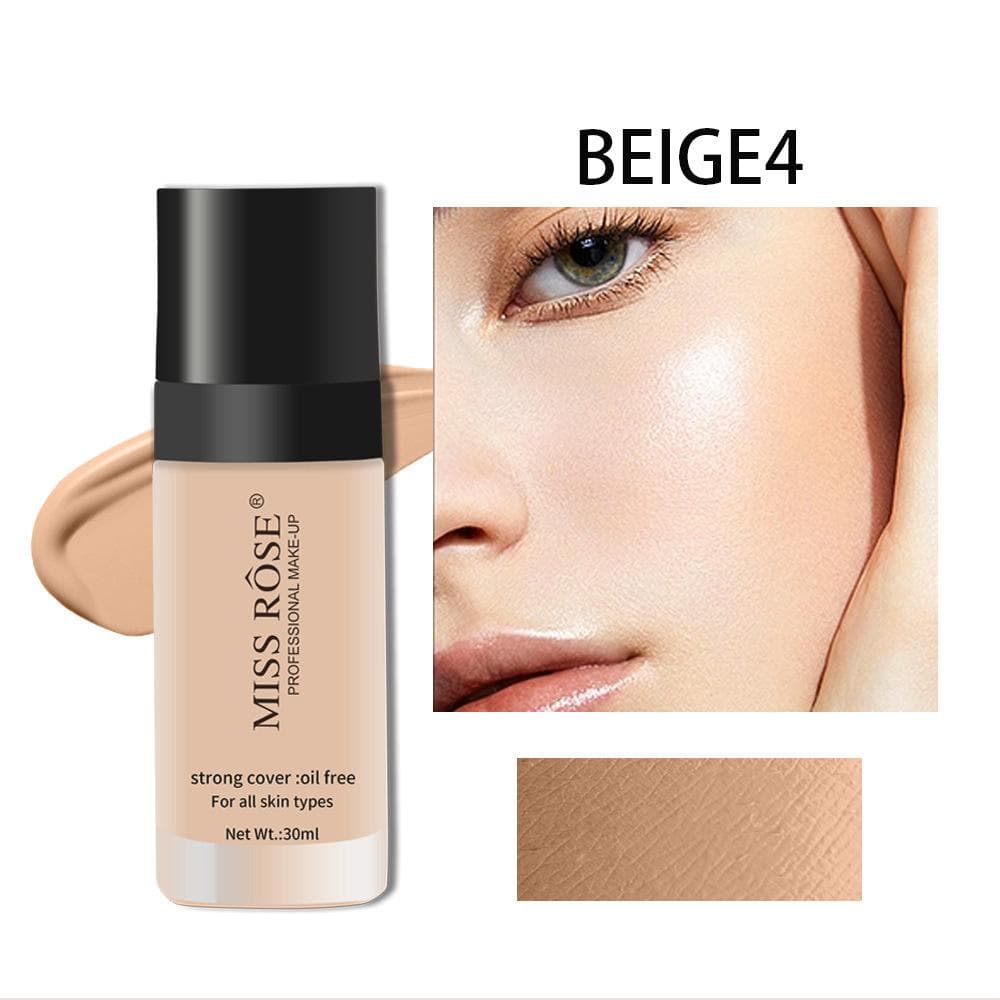 MISS ROSE 30ml/pc Exquisite Girl Concealer Foundation Long Lasting Foundations & Concealers Natural Translucent Glass Bottle Encapsulated Foundation beige4