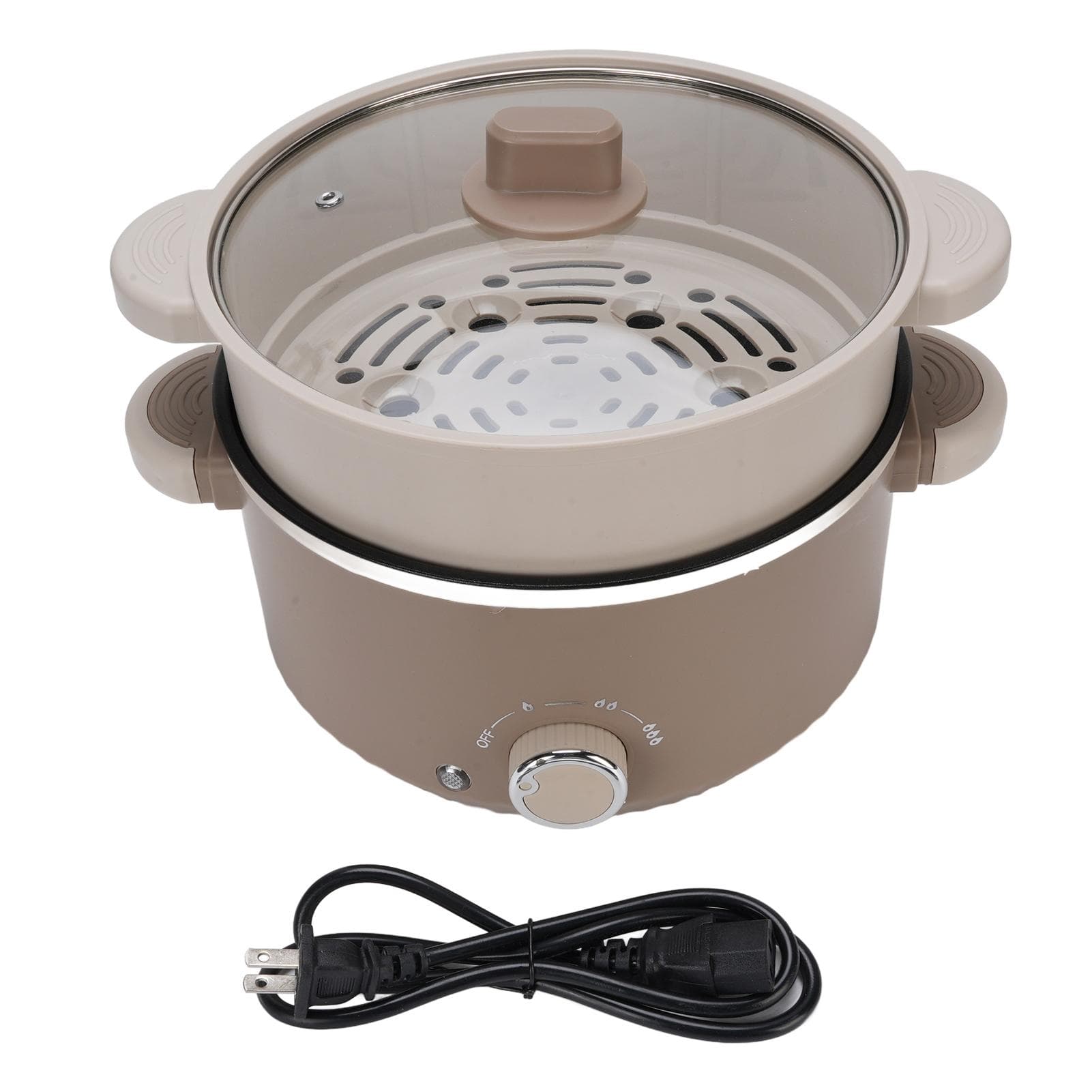 Electric Hot Pot 800W 3L Food Grade Nonstick Coating Multifunctional Electric Cooker with Steam L(for 6.5-9kg)
