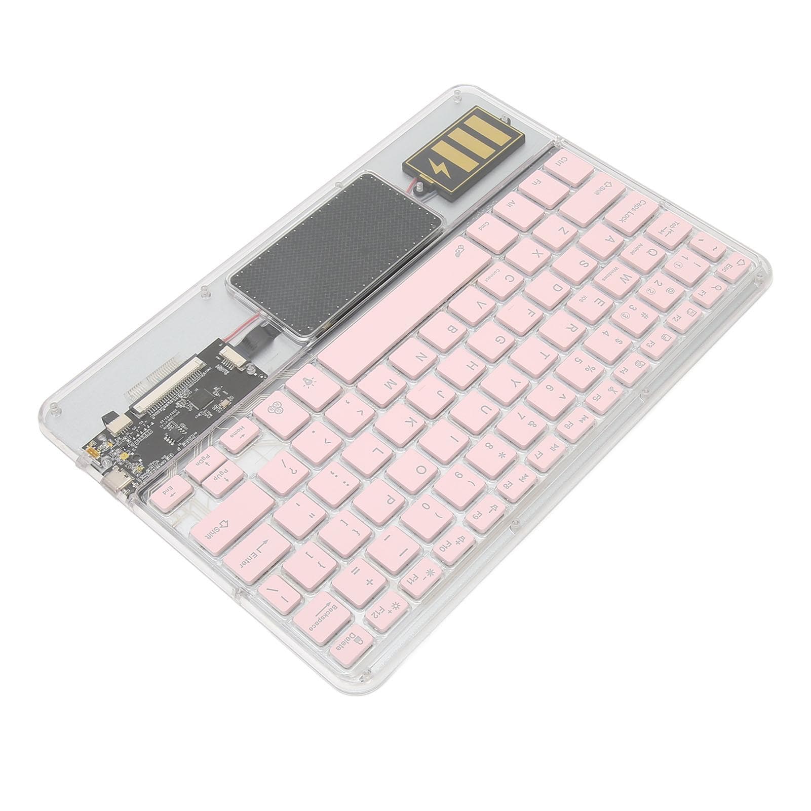 Wireless Bluetooth Keyboard Multifunctional Acrylic Keyboard for Windows for Android for IOS Pink