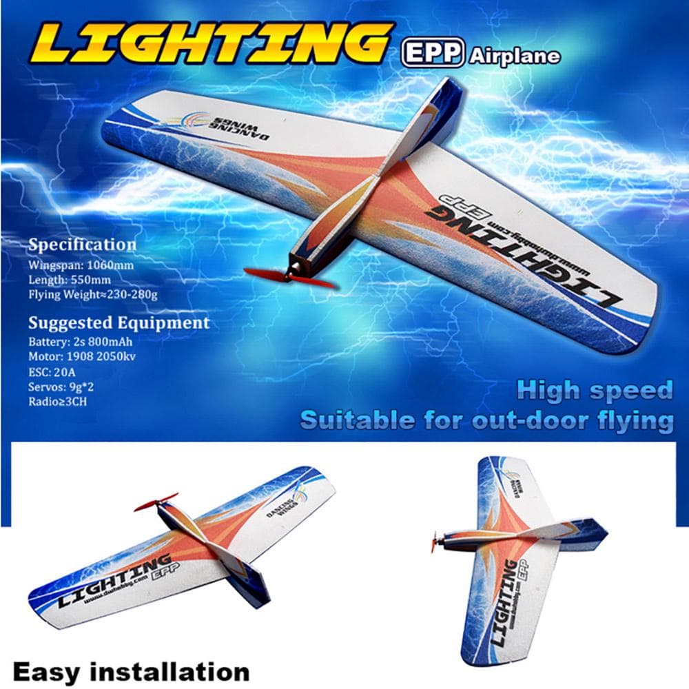 Dancing Wings Hobby E1101 Lighting 1060mm Wingspan EPP Flying Wing RC Airplane Training KIT type1