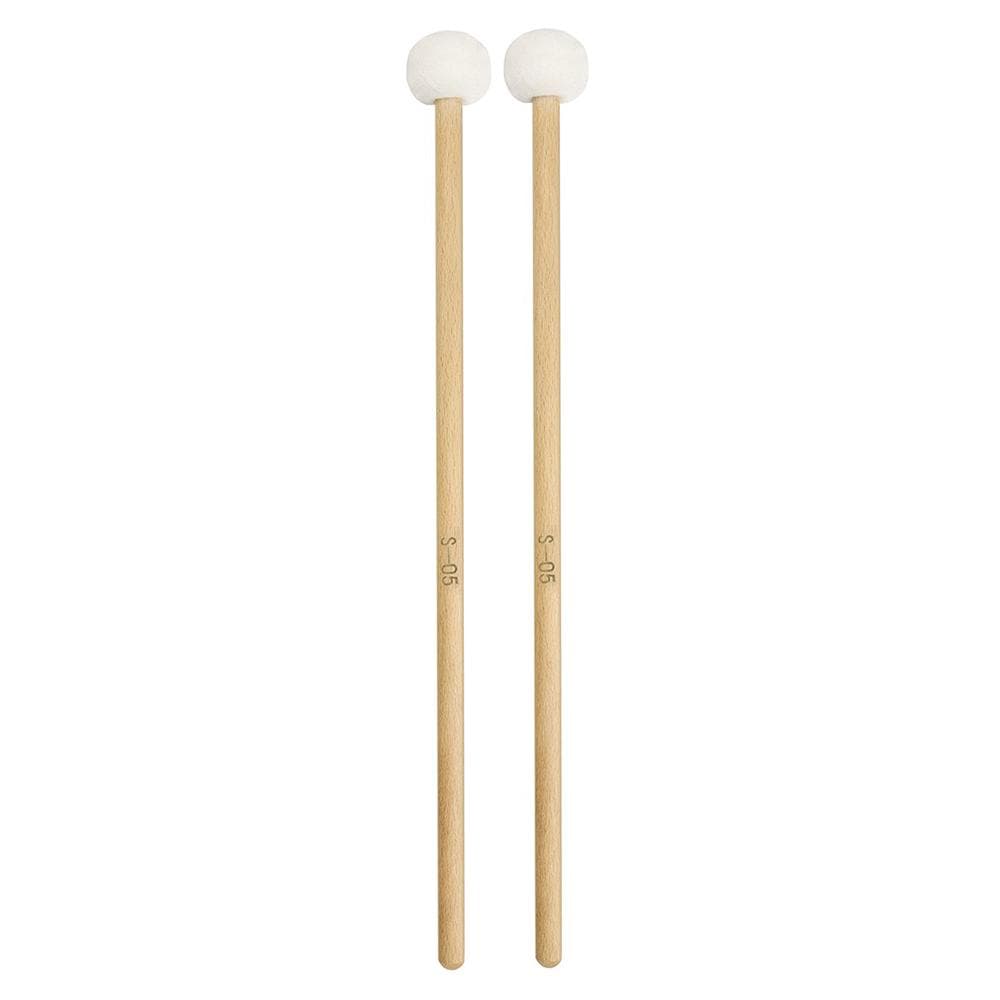 1 Pair Felt Mallets Drum Sticks with Wood Handle for Percussion Instrument White white