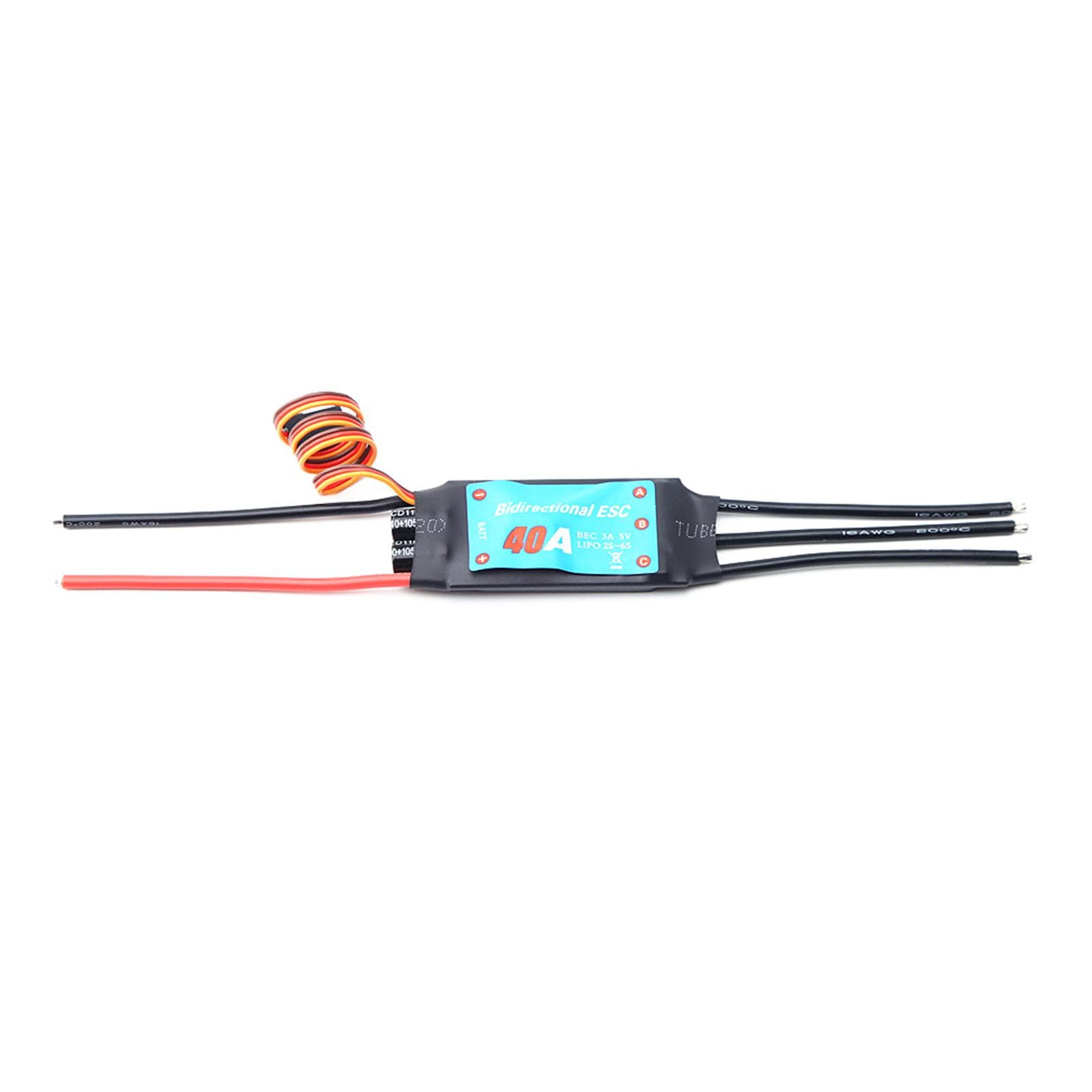 60A Brushless ESC Bidirectional Electronic Speed Controller for RC Car Boat Remote Control Ship 40A black
