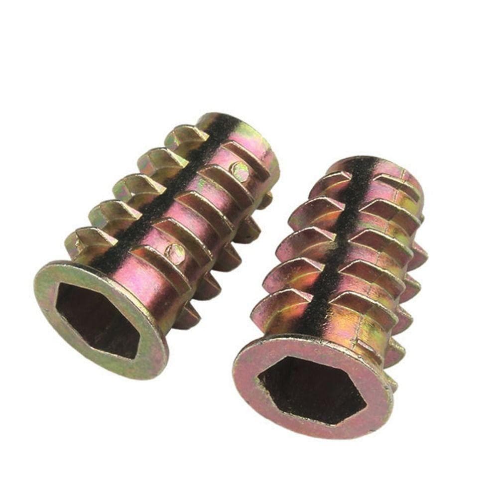 M4 M5 M6 M8 M10 Inner Thread Zinc Alloy Furniture Nut Hex Nut Wood Insert Hexagonal Trapezoid Nuts 10Pcs M10x15