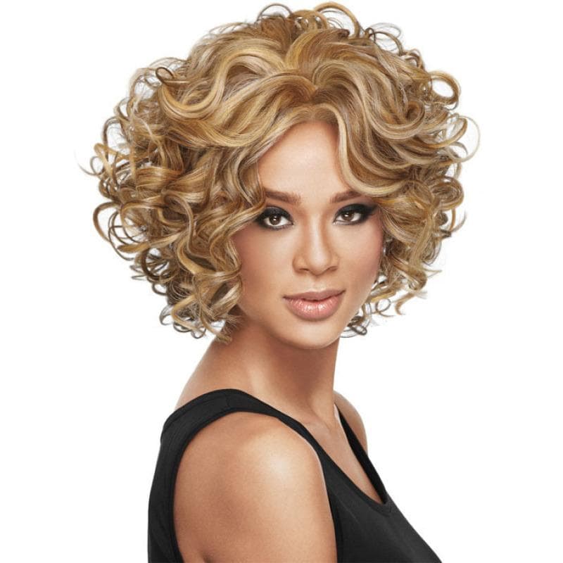 Fashion Short Curly Wig Red Brown Blonde Hair Synthetic Natural Hair For Women Cosplay Daily Use Heat Resistant Fibre Wigs golden brown