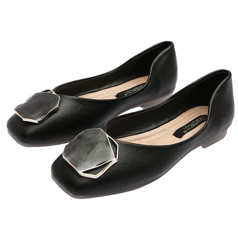 Square Toe Flat Single Shoes New Spring Fairy Wind Scoop Shoes Grandma Shoes Outer Wear Shallow Peas Shoes 33