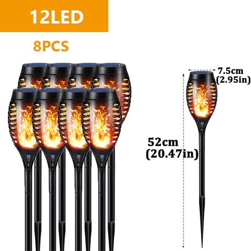 96 LED outdoor solar light garden light channel light waterproof terrace flashing dance torch flame light courtyard Christmas decoration 8PC 12LED