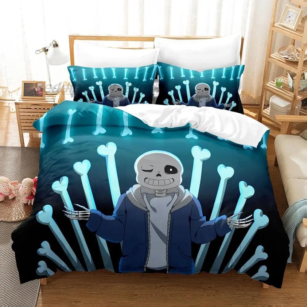New Undertale Sans Bedding Set Single Twin Full Queen King Size Bed Set Aldult Kid Bedroom Duvetcover Sets Anime Bed Sheet Set 70x133cm 2pcs
