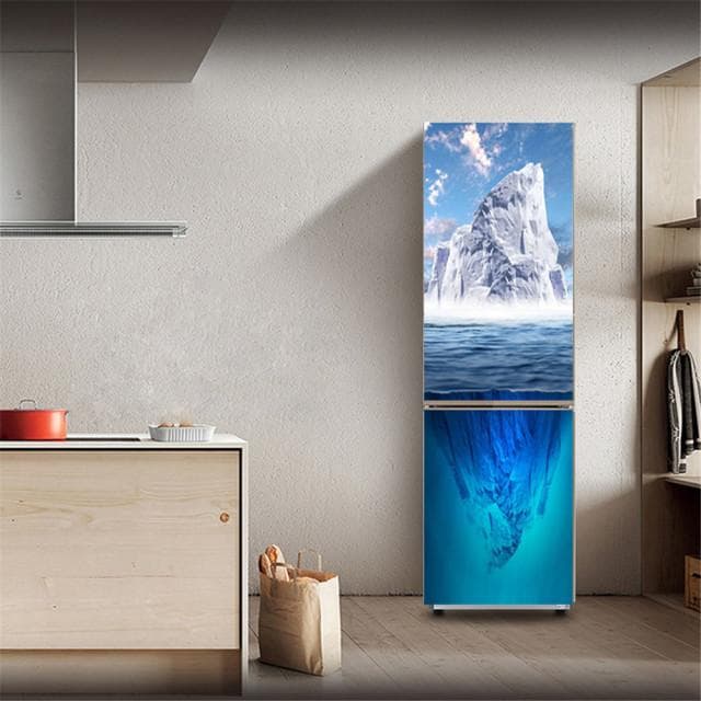 Fridge Stickers Refrigerator Cover Door Landscape Plant Sea Vinyl Self Adhesive Kitchen Furniture Decor Wrap Freezer Sticker DIY 60x150cm