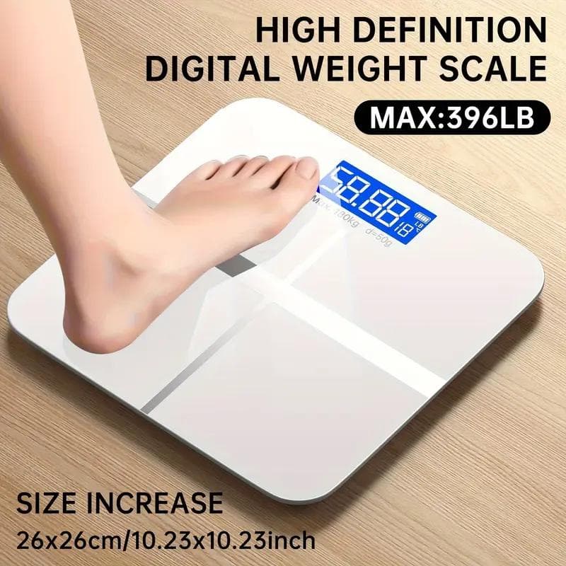 396lb Digital Bathroom Scale - High-Precision, LED Display, KG/LB Switchable, Temperature Reading, Ultra-Wide Platform No.7 battery type white