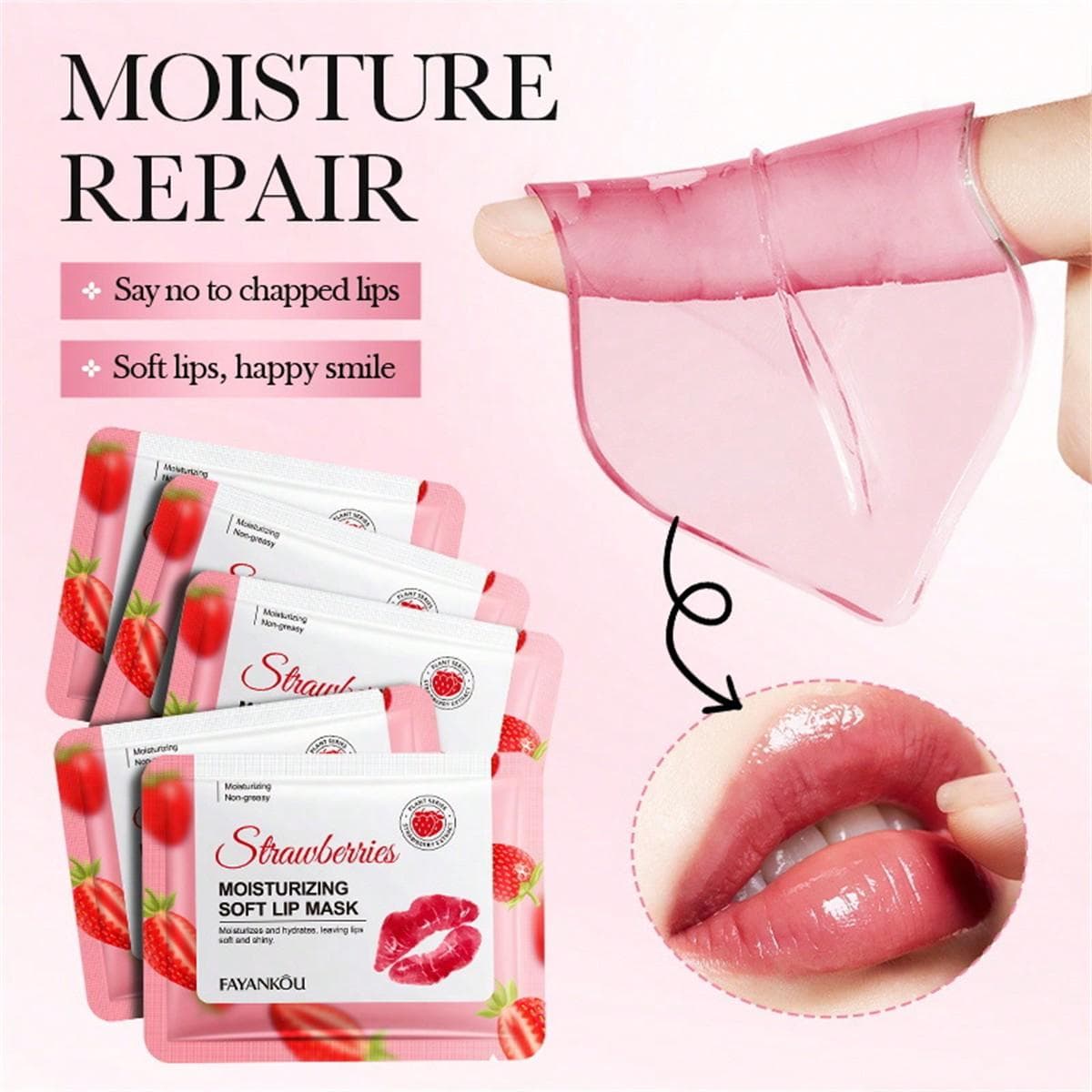 10pcs MOISTURIZING SOFT LIP MASK Hydrating Erase Signs of Fatigue Natural Pink Lips Prevent Drying Brighten Lips Color Smooth Lip Lines pink