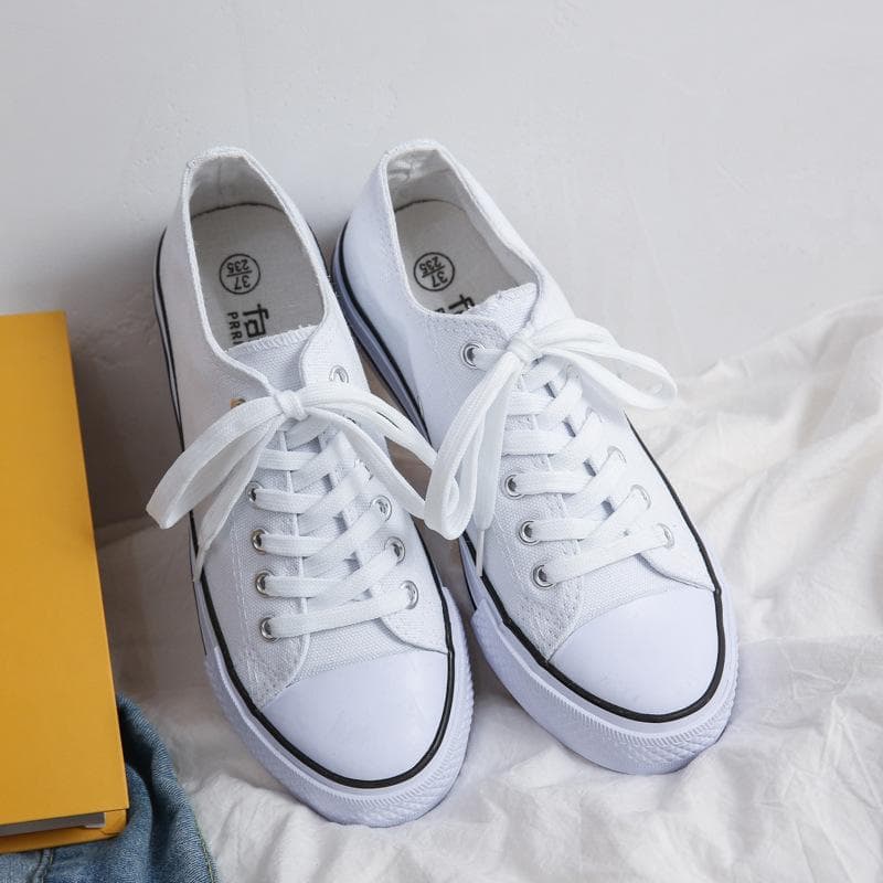 Canvas Shoes Trend Plus Size Couple Shoes Joker Breathable Vulcanized Men New Men's Shoes 45 white