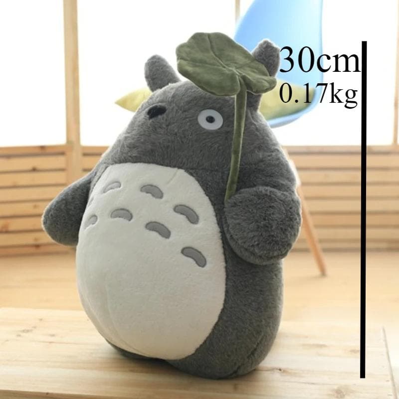 30cm/40cm Cute Soft Cartoon Animal Character Bare Teeth Cat Plush Toy Animated Around Fun Child Sleeping Companion My Neighbor Totoro Lotus leaf Height 30cm