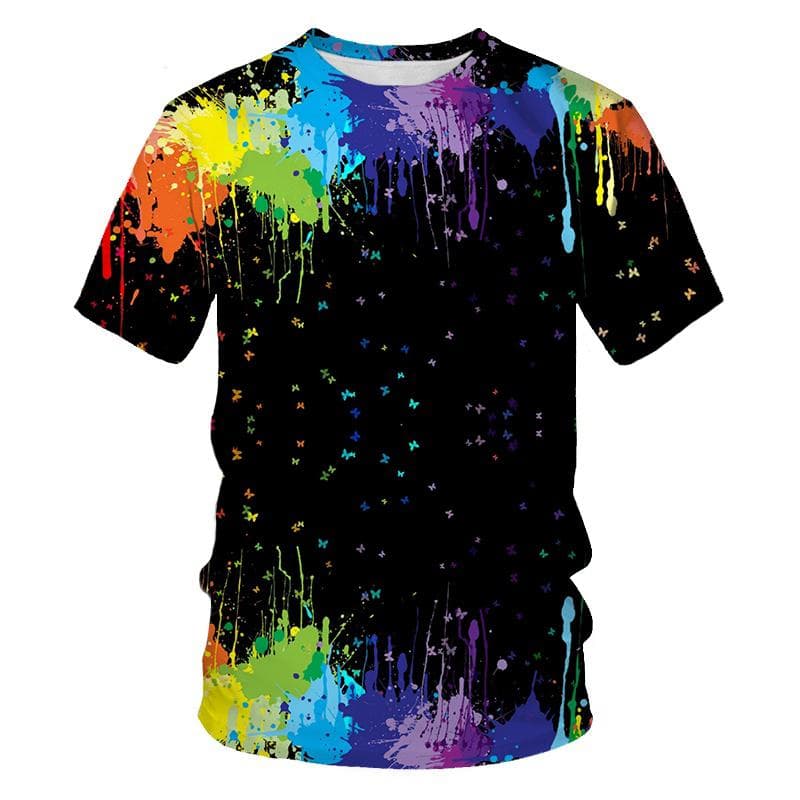 New Summer Color Splash Ink Drop Color 3D Print T-Shirts O-Neck Men Women Short Sleeve Oversized Harajuku Tees Tops Kid Clothing L
