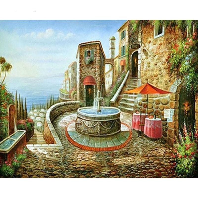 5D DIY Diamond Painting Beautiful Town Embroidery Mosaic Cross Stitch Rhinestone Decoration 20X30CM
