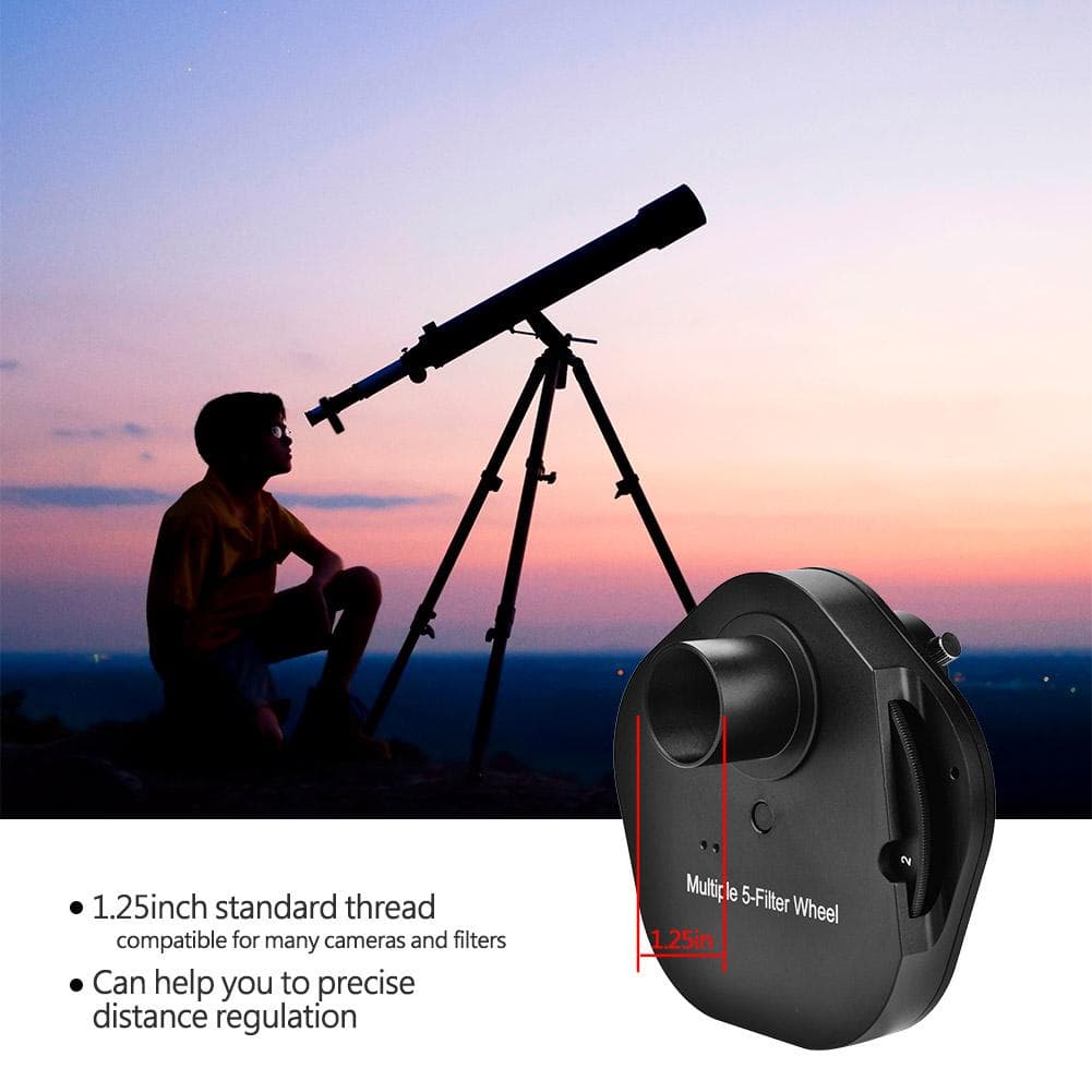 1.25inch Eyepiece 5 Position Manual Filter Wheel T2 Mount Camera Adapter for Telescopes
