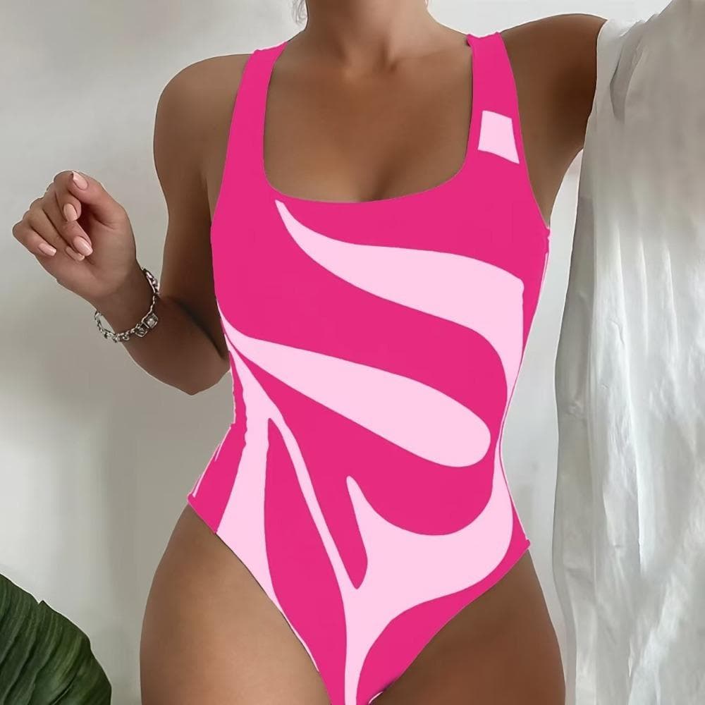 One Piece High Waisted Sexy Swimsuit Women's Thin and Conservative Large Size Swimsuit Beach Seaside Swimwear Bikini M