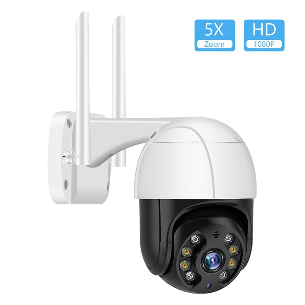 1080P Outdoor PTZ Security Camera 2MP Outdoor Waterproof WiFi Surveillance Camera with Night Vision black