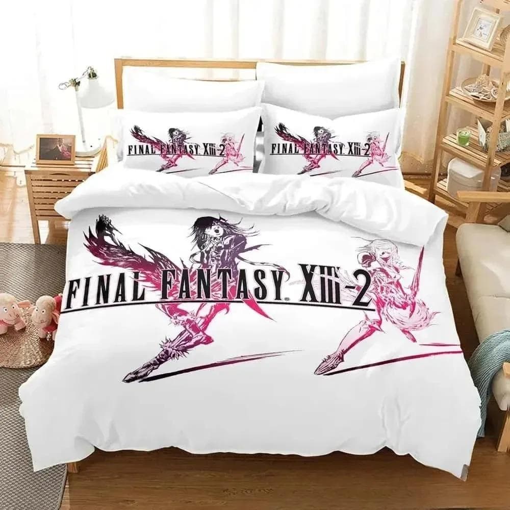 New 3D Print Anime Game FINAL FANTASY XIII-2 Bedding Set Boys Girls Twin Queen King Size Duvet Cover Pillowcase Bed boys Adult 70x133cm 2pcs