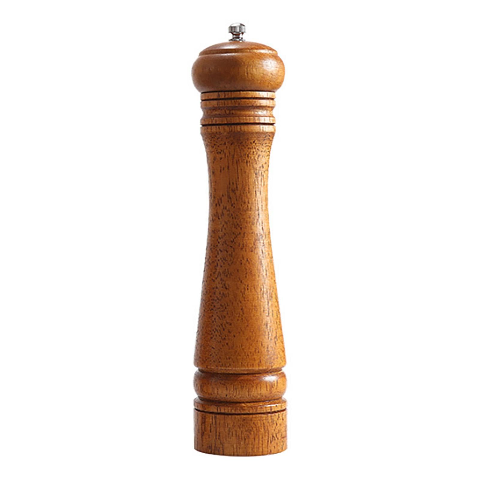 10in Wood Pepper Mill Adjustable Portable Kitchen Salt Pepper Grinder for Sea Salt Himalayan Salt
