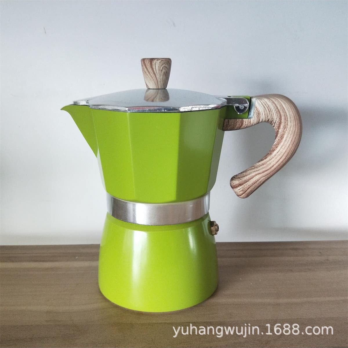 Cross-border Turkish Star Anise Espresso Moka Pot - Aluminum Italian Coffee Brewer 6cup 300ml green