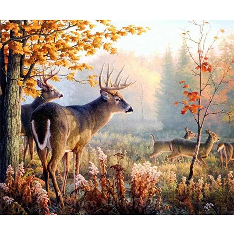 Elk Deer Diamond Embroidery Full Square Animal Landscape Painting Rhinestones Diamond Cross Stitch 20X30CM
