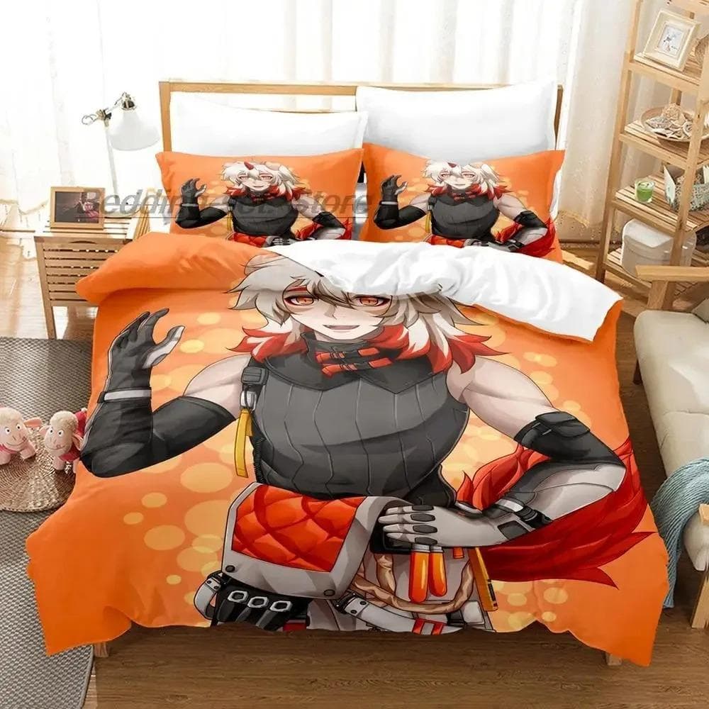 Arknights Bedding Set Single Twin Full Queen King Size Bed Set Aldult Boys Bedroom Duvetcover Sets 3D Print Game Anime Kawaii EU single(135x200cm)