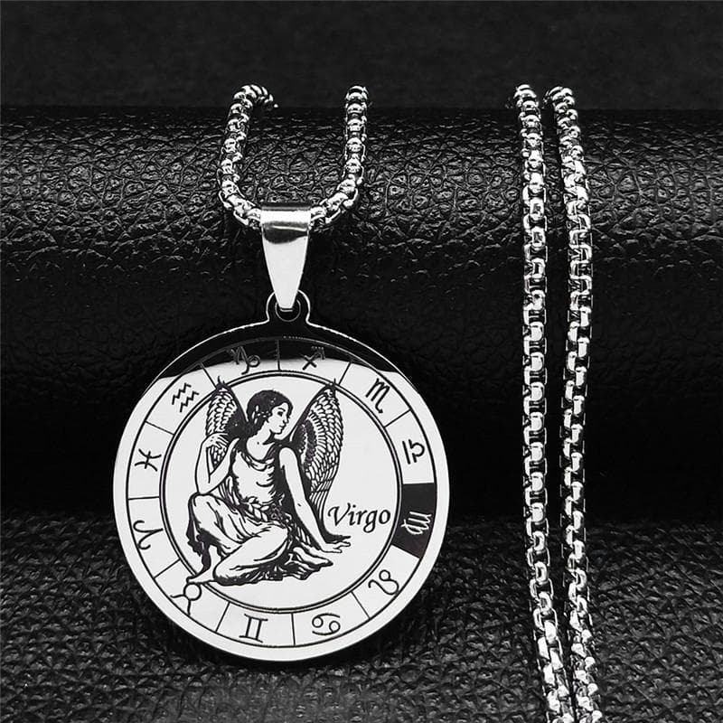 12 Constellation Stainless Steel Chain Necklace Women/Men Silver Necklace Jewelry