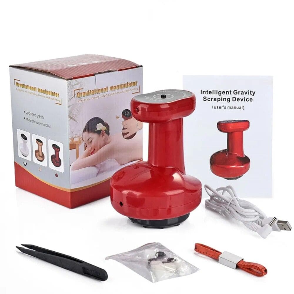 Electric Vacuum Cupping Body Massager Suction Scraping Cup Fat Burner 2 Levels Magnet Therapy Anti Cellulite Slimming Massager CN red