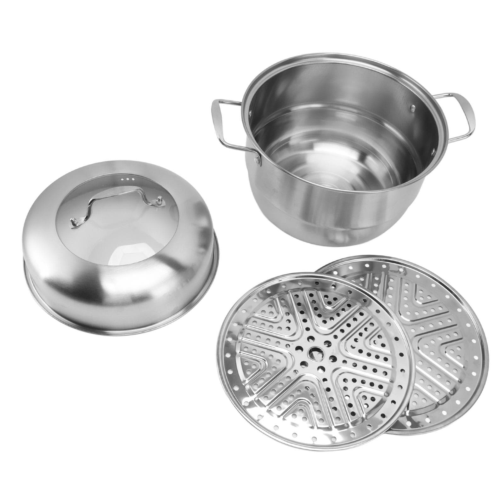 Stainless Steel Steam Pot with Handles On Both Sides Multi Layer Thick Steam Pot Cookware Pot with L(for 6.5-9kg)