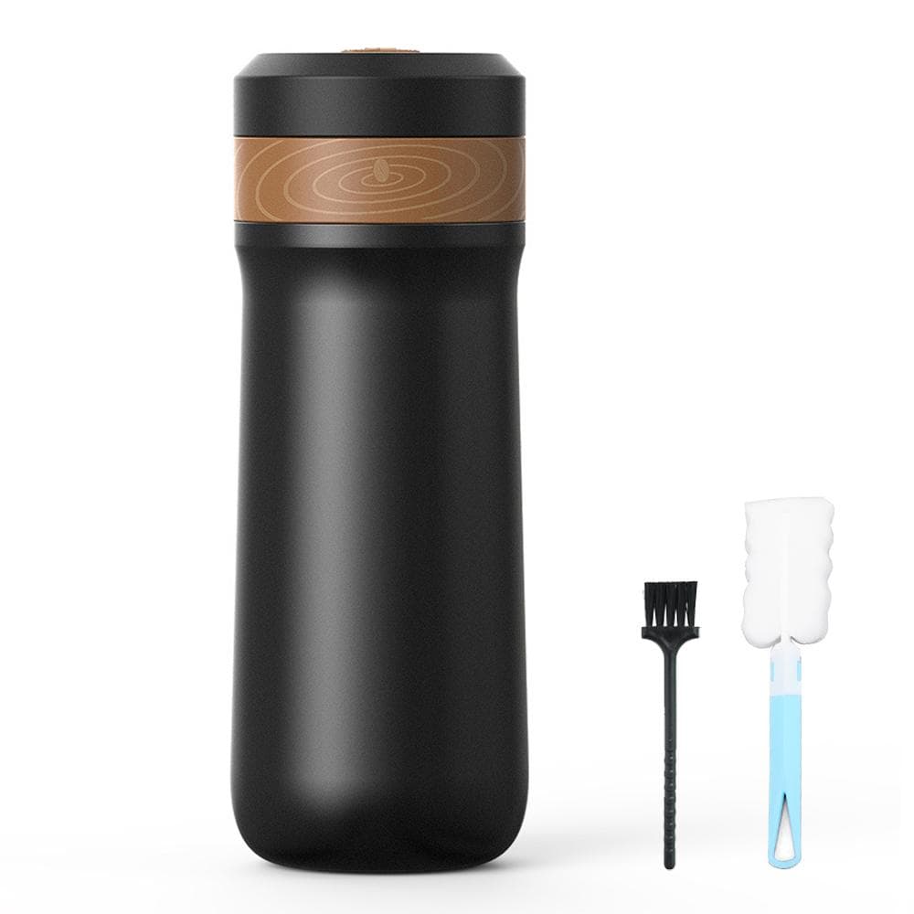 French Press Coffee Maker for Travel 2-Layer Filter Mesh Double Walled Stainless Steel Vacuum black