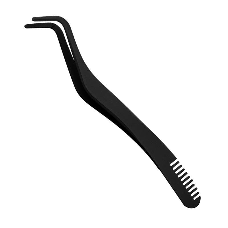 1pcs Multi-Color False Eyelash Applicator With Comb & Tweezer, Eyebrow & Eyelash Clip, Convenient For Applying False Lashes black