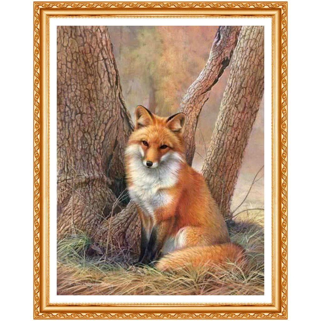 The Fox Under The Tree Crafts Diamond Embroidery Needlework Diamond Painting Cross Stitch 20X30CM
