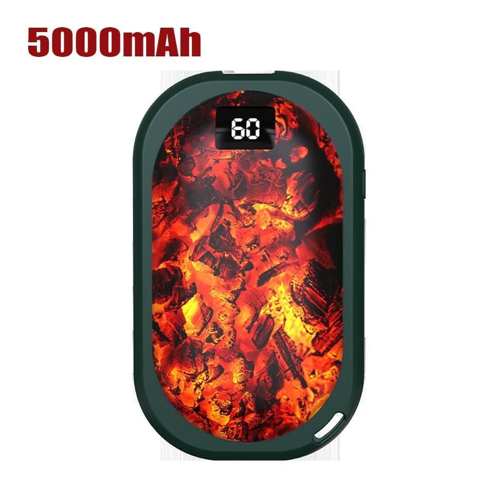 2-In-1 Portable Hand Warmers with 3 Adjustable Temperature USB Rechargeable Hand Heater Power Bank 5000mAh green