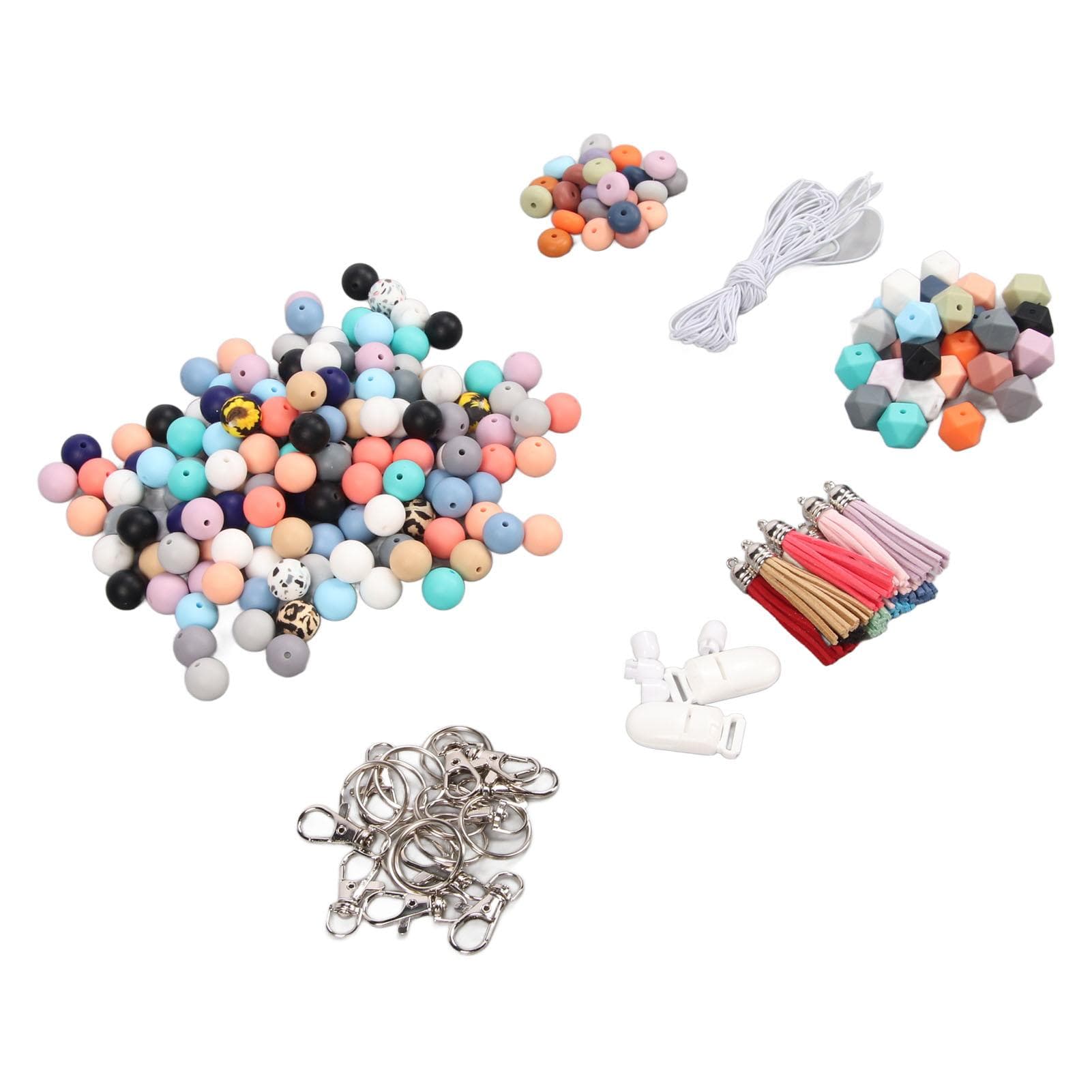 235Pcs Silicone Beads 0.6in Vibrant Assorted Colors Smoothing Keychain Making Kit with Clasps