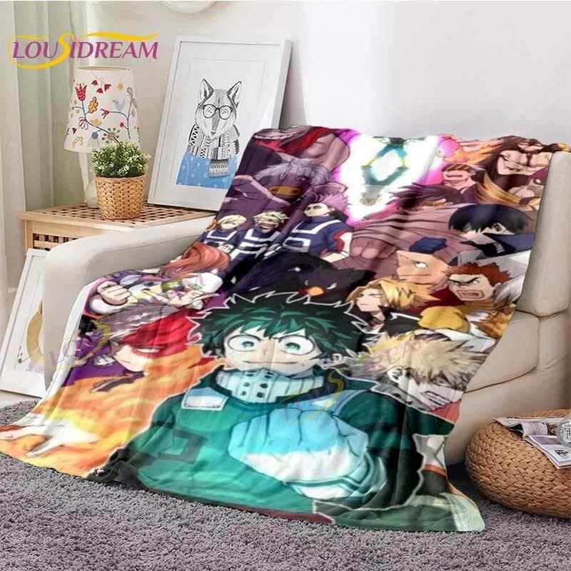 My Hero Academia Blanket Anime Blankets Midoriya Izuku Blankets Bed Sofa Lazy Soft Blanket Boys Girls Kids Gift Flannel Blankets 130x150cm