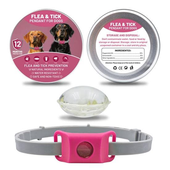 Flea Prevention Tag for Dogs Natural Ingredients Tick Repellent Tag Waterproof C pink