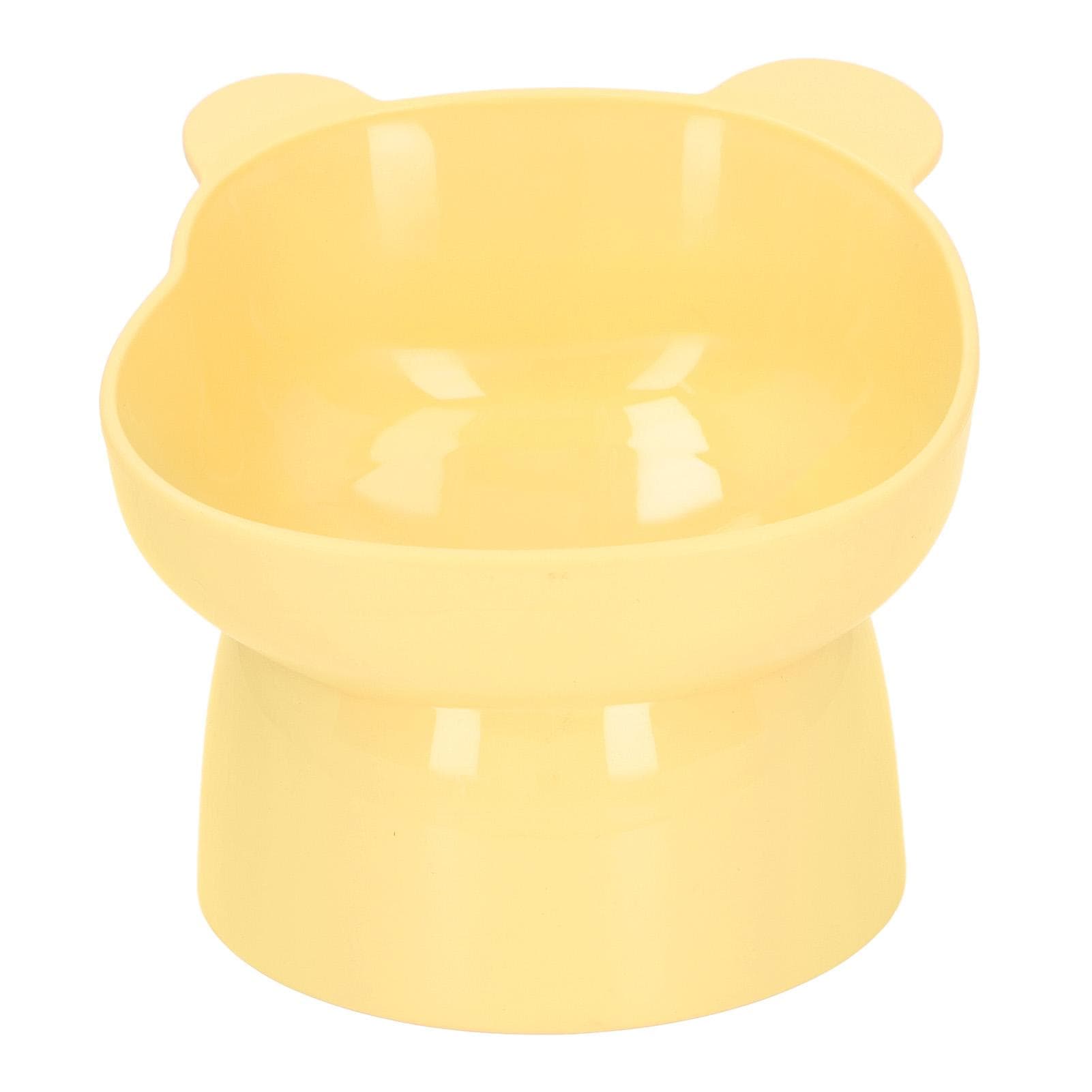 Elevated Cat Bowl Cartoon Spine Protection Prevents Vomiting Spill Proof Large Capacity Tilted L(for 6.5-9kg) yellow