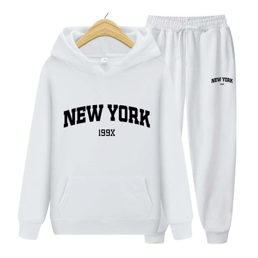 Tracksuit 2 Pieces Set 199X New York Print Sweatshirt Hoodies Sweatshirt+Pants Suit Hoodie Sportswear Jogging Men's Sets XL