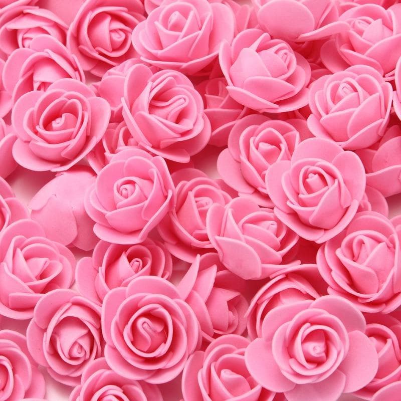 50pcs/bag Mini Rose Foam Flowers DIY Bouquet Wedding Party Decoration 50 pink