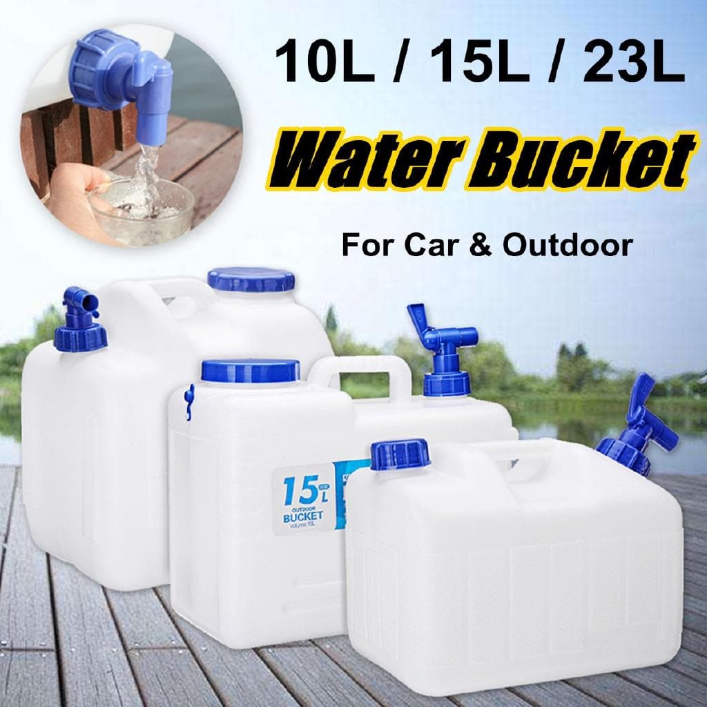 10/15/23L Portable Outdoor Camping Car Water Carrier Bucket Canister Storage Container Hiking Travel with Handle Water Tap 15L