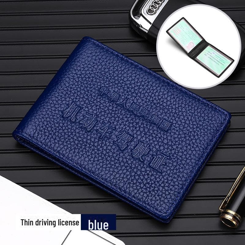 Ultra-Thin Genuine Leather Driver's License and ID Holder - Top Layer Cowhide Cover