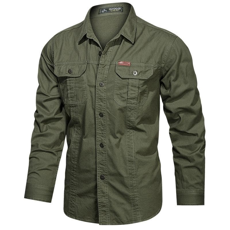 2023 Army Tactical Shirts Men Spring Autumn Military Casual Slim Cargo Tops Outdoor Wear-resistant Long Sleeve Work Shirt XL army green