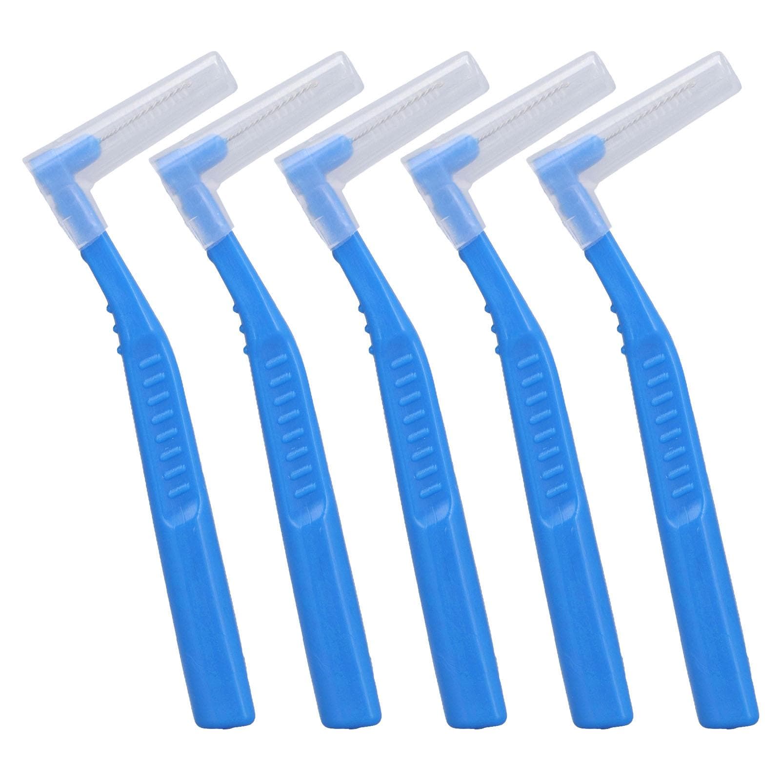 5pcs L Shaped Interdental Brushes Effective Cleaning Plaque Removal Braces Brush for Tooth Care blue