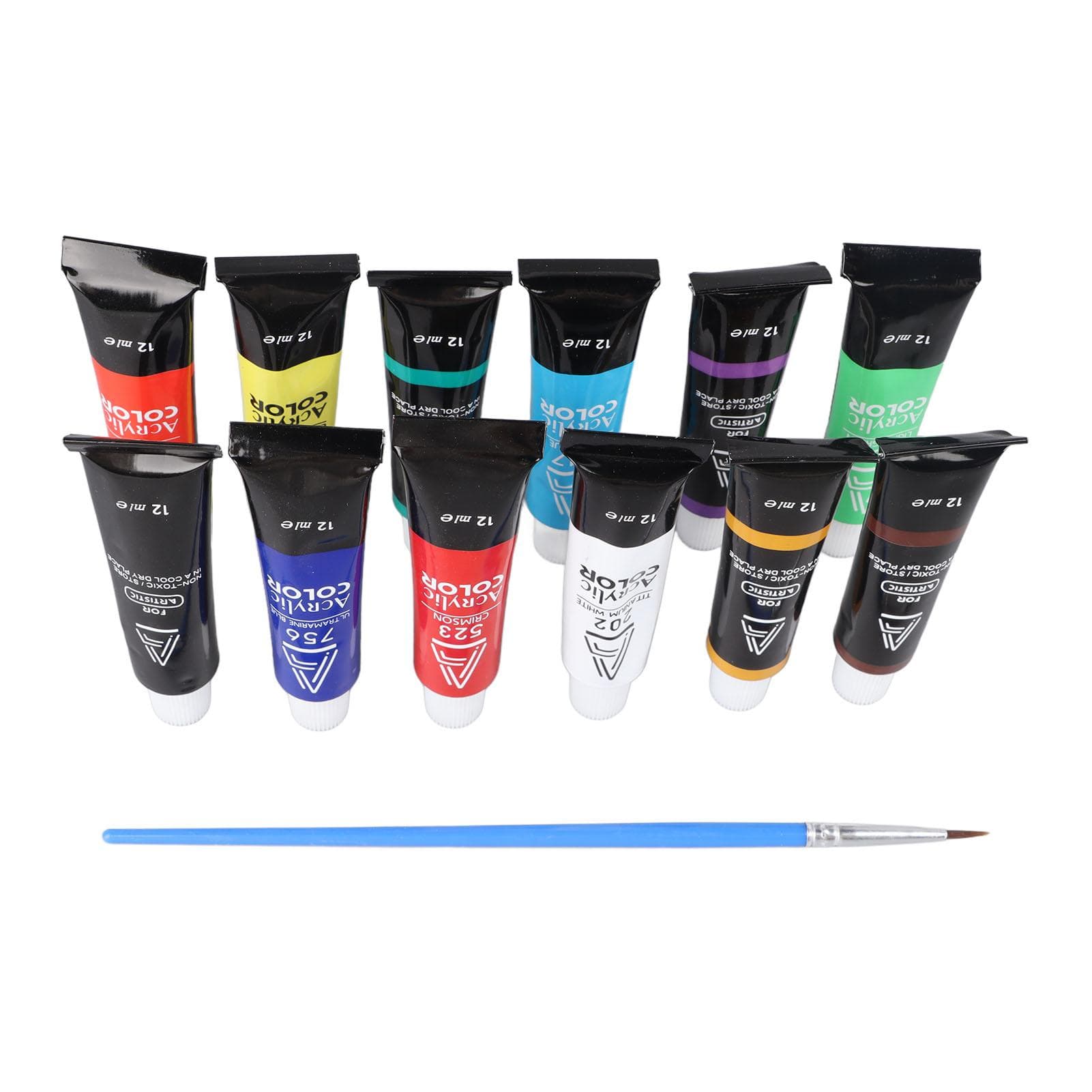 12 Colors Acrylic Paint Set 12ml Each Dry Quickly Prevent Fading Acrylic Paint Tubes for Painting