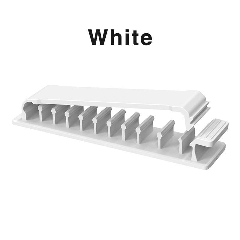 Self-Adhesive Nail-Free Cable Clips Plastic Cable Organizer Winder Desktop Cord Management Cable Holder Clips white