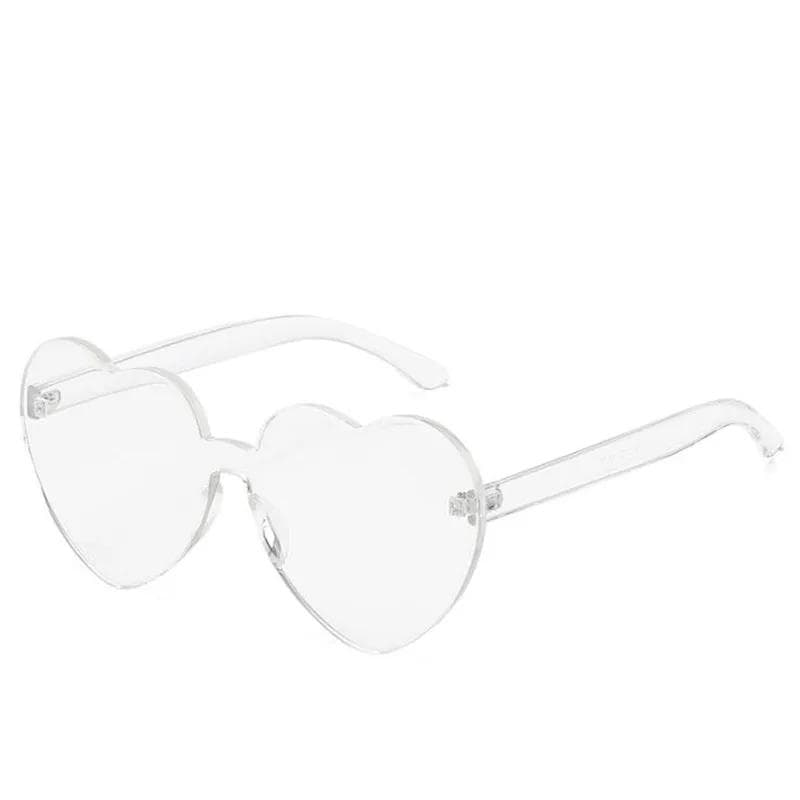FOENIXSONG Heart Sunglasses Women Men UV400 Rimless Pink Green Yellow Blue Orange Purple Brown Sun Glasses Other