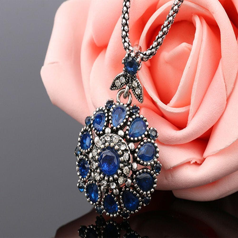 Crystal Antique Jewelry Vintage Jewelry Necklace For Women Gifts Women Jewelry Bohemia Pendant blue